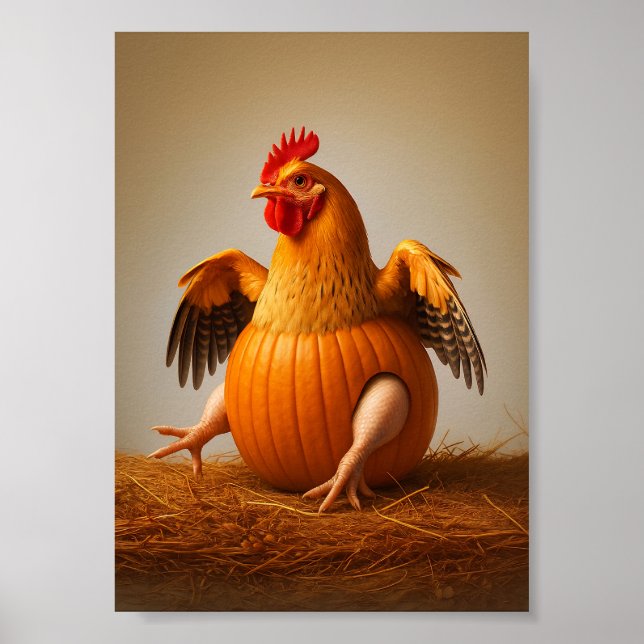 Affiche Art citrouille Poulet, Amusant Mur de Poulet (Devant)