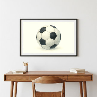 Affiche Art classique du ballon de football aquarelle