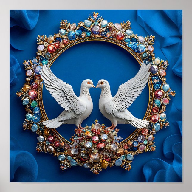 Affiche Art colombes de mariage (Devant)