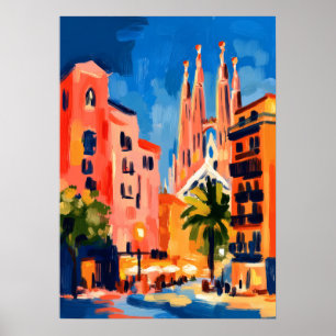 Affiche Art coloré fauviste de la Sagrada Família de Barce