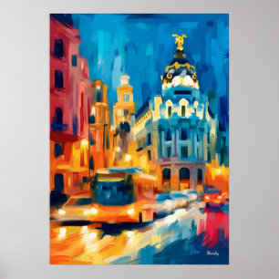 Affiche Art coloré fauviste de Madrid Gran Via