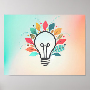 Affiche Art conceptuel coloré : Idée Fleurir Lumière Abstr