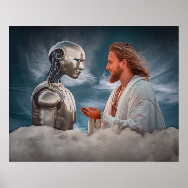 Affiche Art conceptuel de la religion et de l'IA (AI) (Devant)