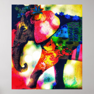 Affiche Art contemporain africain Eléphant Pop Art contemp
