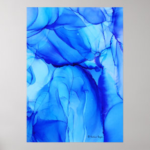 Affiche Art contemporain Indigo Blue Alcohol Ink Art Abstr