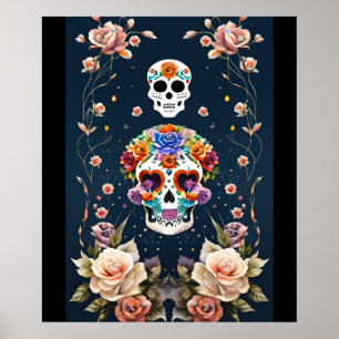 Affiche Art crâne de sucre - Patrimoine mexicain