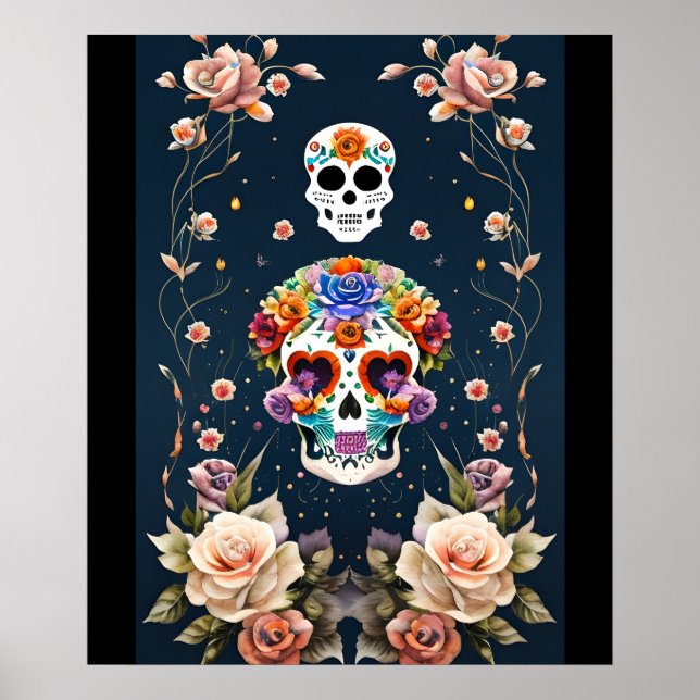 Affiche Art crâne de sucre - Patrimoine mexicain (Devant)