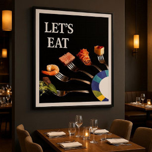 Affiche Art culinaire moderne de fourchette pour espaces d