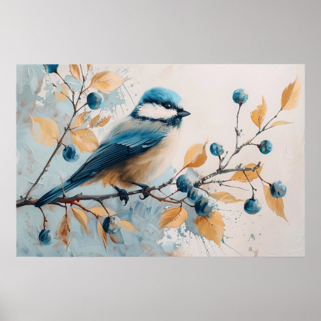Affiche Art d'aquarelle Blue Jay (Devant)