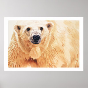 Affiche Art d'aquarelle de faune d'ours blanc de "espoir"