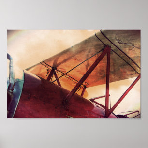 Affiche Art d'Archivage d'avion antique Red Wing