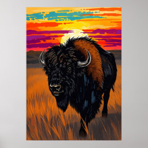 Affiche Art de bison américain