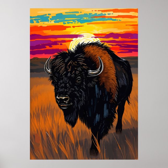 Affiche Art de bison américain (Devant)