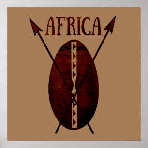 Affiche Art de bouclier et de lance africains anciens vint