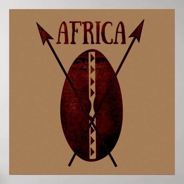 Affiche Art de bouclier et de lance africains anciens vint (Devant)