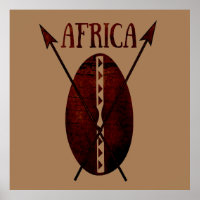 Art de bouclier et de lance africains anciens vint