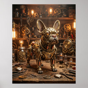 Affiche Art de bouledogue français en laiton horloger