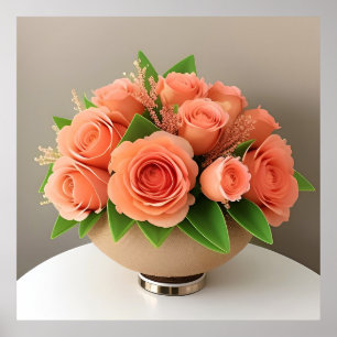 Affiche 🌷 Art de bouteille en verre rose corail élégant