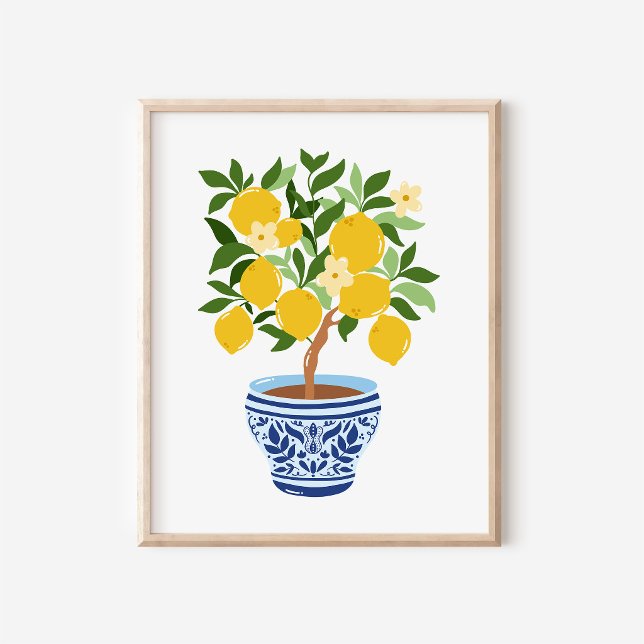 Affiche Art de branche de citron de pot de gingembre de ch (Créateur téléchargé)