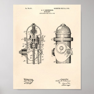 Affiche Art de brevet de la bouche d'incendie 1903 - vieux