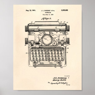 Affiche Art de brevet de la machine à écrire 1941 - vieux