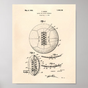 Affiche Art de brevet du ballon de football 1928 - vieux