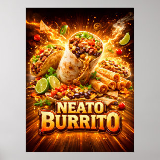 Affiche Art de burrito mexicain enflammé