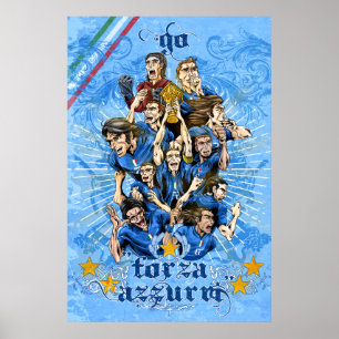 Affiche Art de Calcio du football de l'Italie Forza