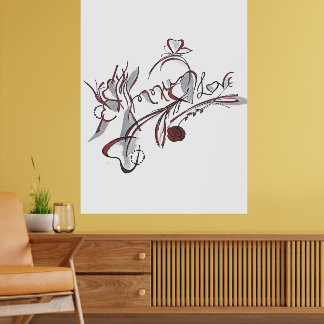 Affiche art de calligraphie dessinée à la main sur mesure