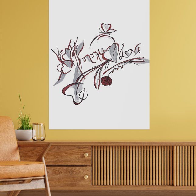 Affiche art de calligraphie dessinée à la main sur mesure (Salon 2)