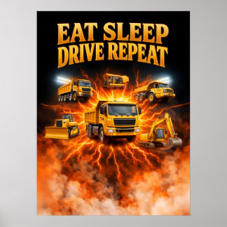 Affiche Art de camion de construction des années 80
