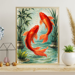 Affiche art de carpe koï   illustration de carpe koï   jap