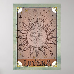 Affiche Art de carte de tarot des amants de la dualité du 