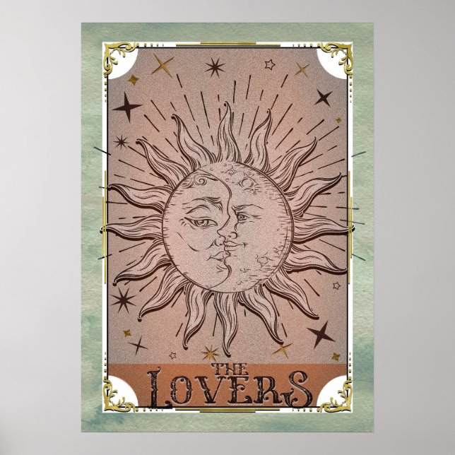 Affiche Art de carte de tarot des amants de la dualité du  (Devant)