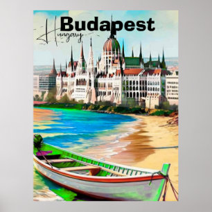 Affiche Art de carte postale de voyage à Budapest, carte p
