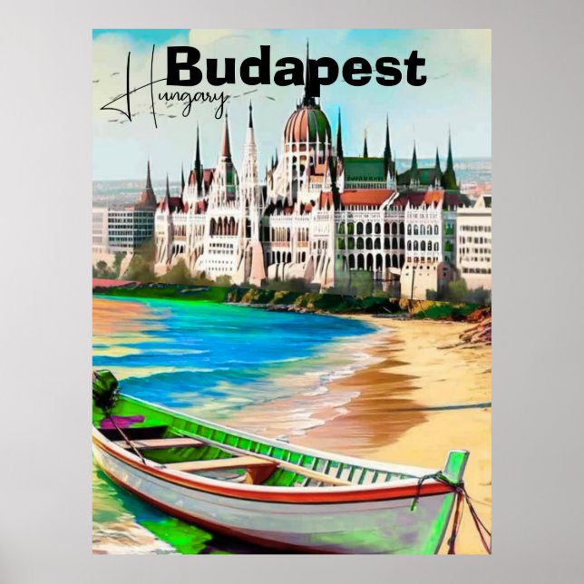 Affiche Art de carte postale de voyage à Budapest, carte p (Devant)