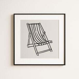 Affiche Art de chaise de plage fantaisiste de la côte d'Am