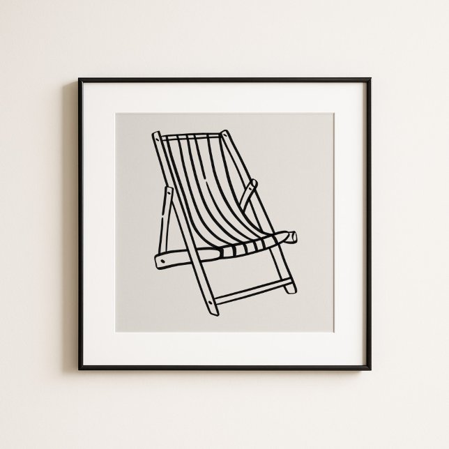 Affiche Art de chaise de plage fantaisiste de la côte d'Am (Créateur téléchargé)