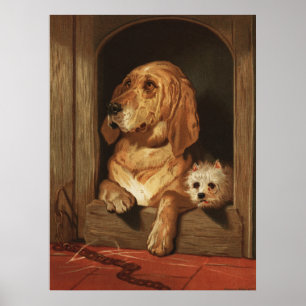 Affiche Art de chien Bloodhound et Westie victorien vintag