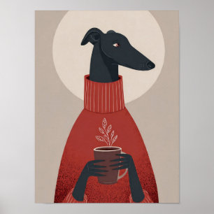 Affiche Art de chien cosy – Tasse et vapeur