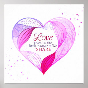 Affiche Art de citation d'amour au cœur élégant