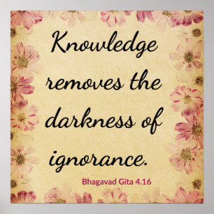 Affiche Art de citation de connaissance rose beige inspira