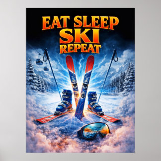 Affiche Art de contrefaçon de bottes de ski rétro