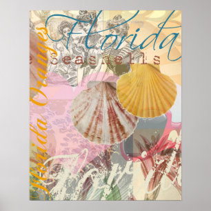 Affiche Art de coquillage de voyage vintage en Floride