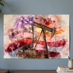 Affiche Art de coucher de soleil à l'aquarelle Pompe patri