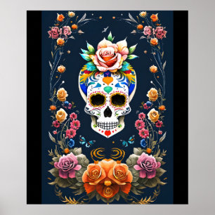 Affiche Art de crâne en sucre - Célébrer la vie