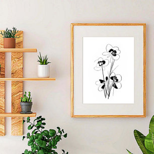 Affiche Art de croquis de fleurs minimaliste