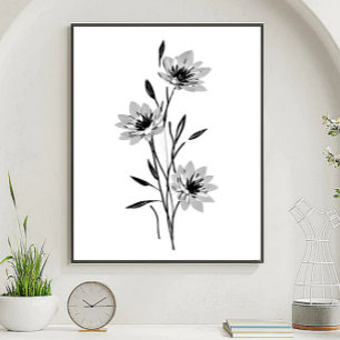 Affiche Art de croquis floral minimaliste
