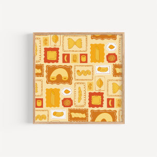 Affiche Art de cuisine de nouilles de pâtes dessinées à la