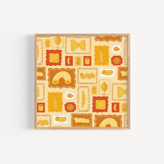 Affiche Art de cuisine de nouilles de pâtes dessinées à la